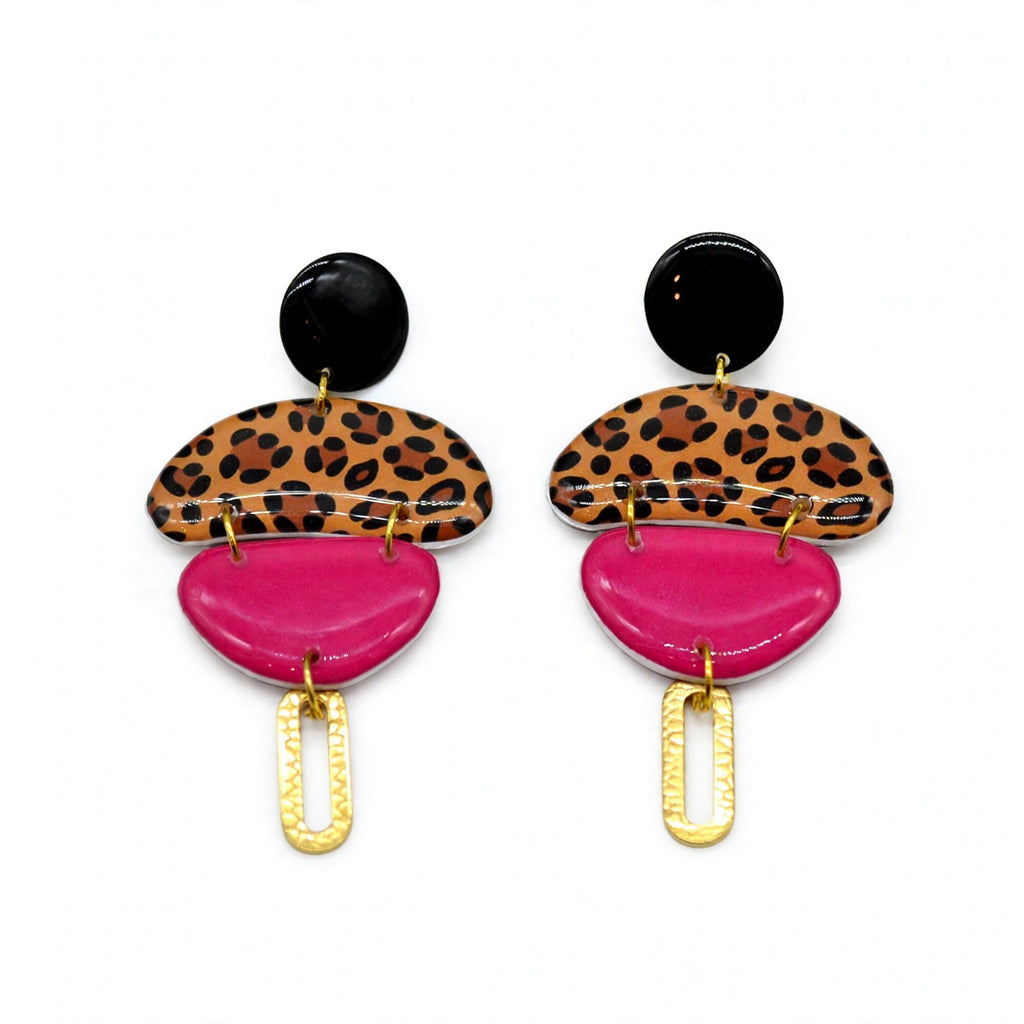 Boucles d'oreilles léopard fuchsia