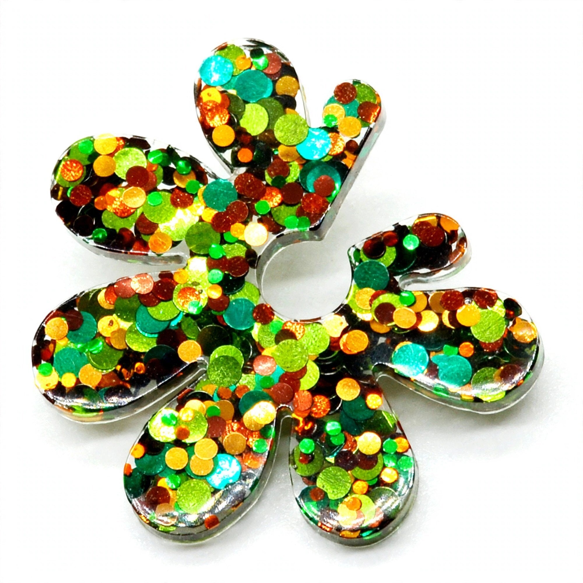 Boucles d'oreilles Marguerite pailletée verte