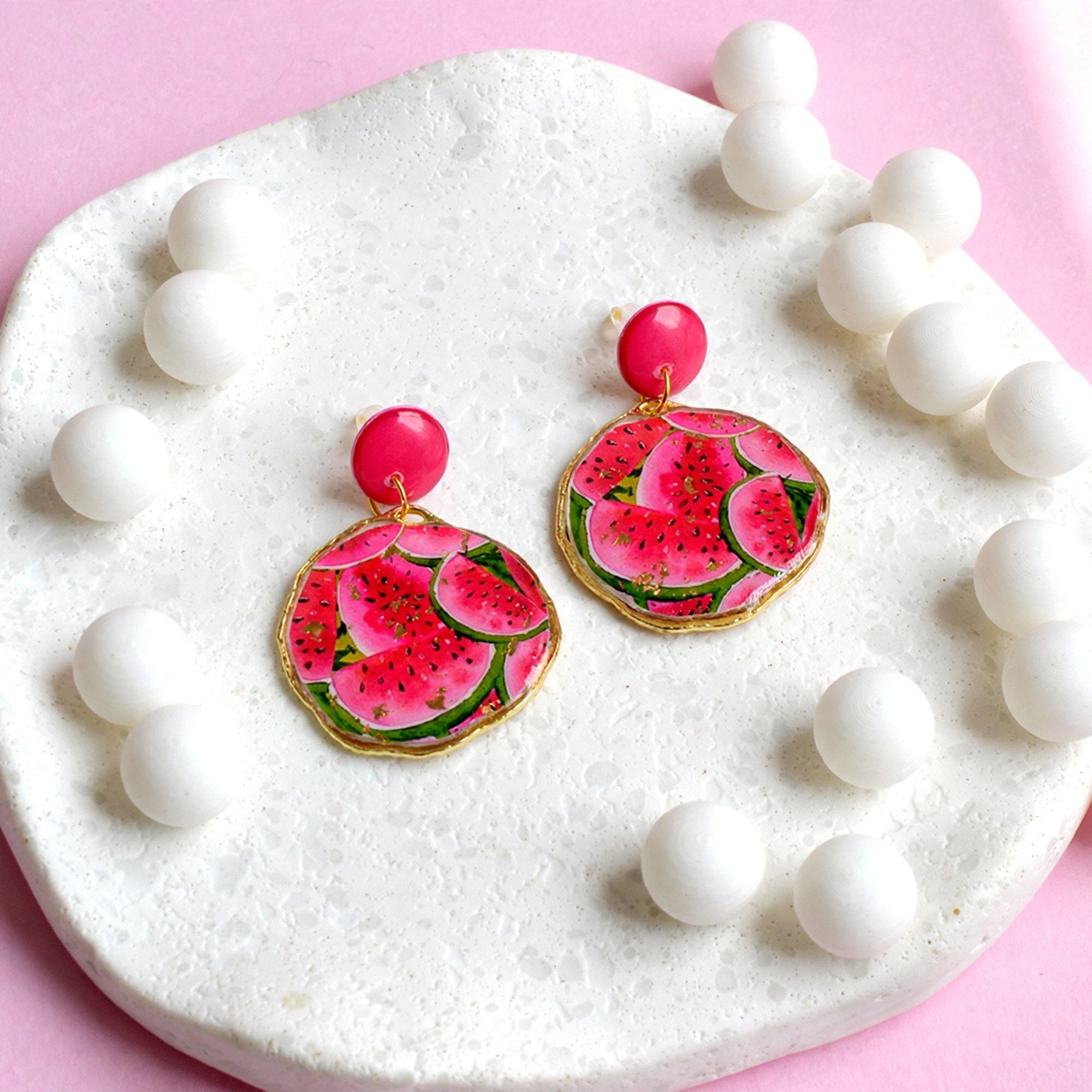 Boucles d'oreilles Pastèque