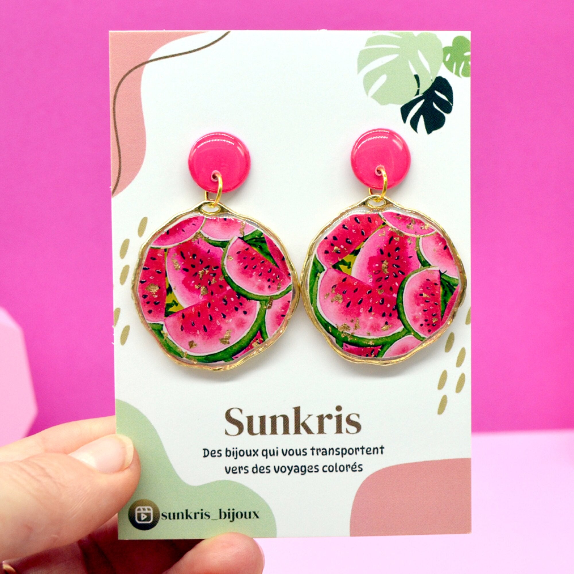 Boucles d'oreilles Pastèque