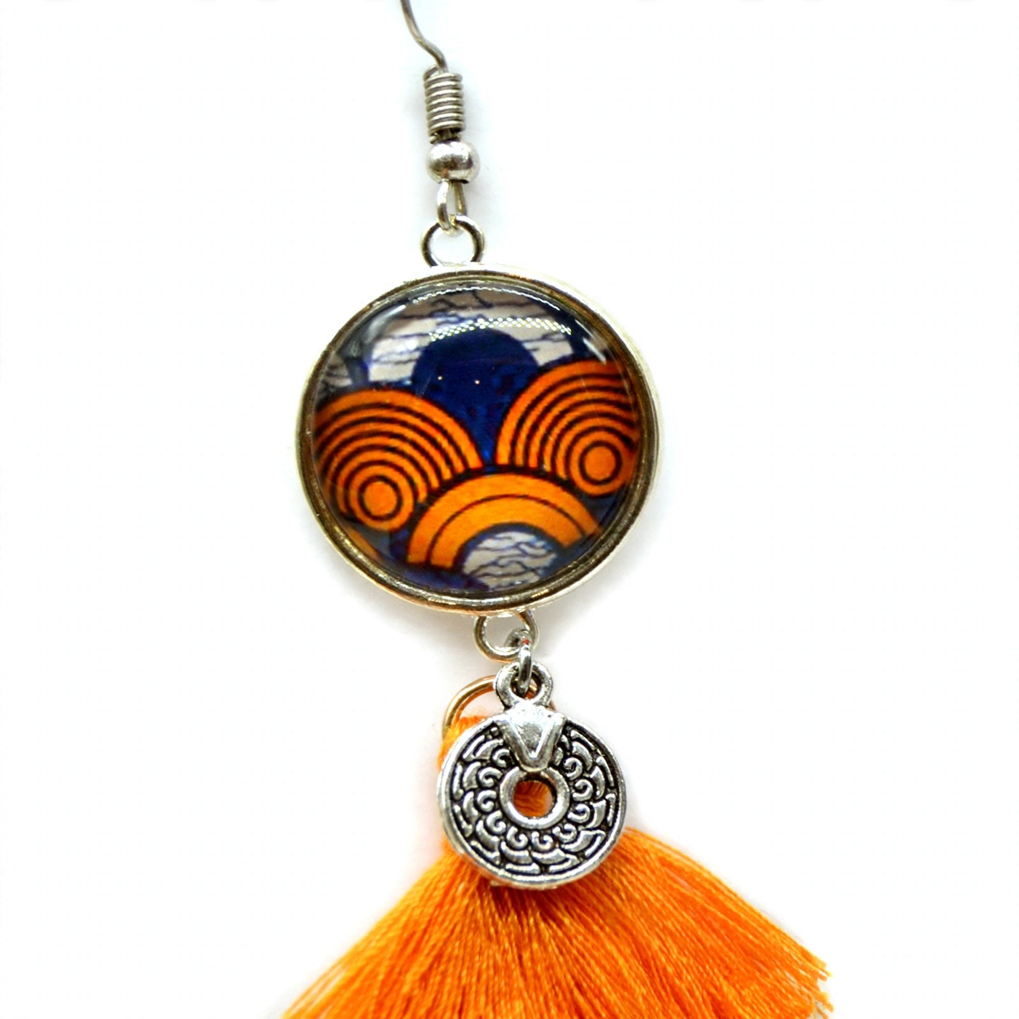 Boucles d'oreilles pompon wax orange