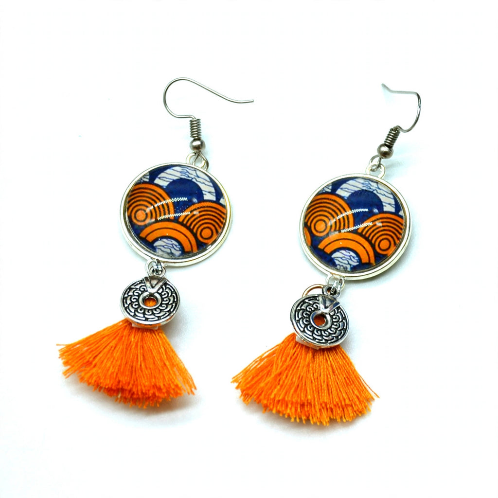 Boucles d'oreilles pompon wax orange