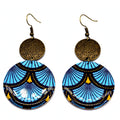 Boucles d'oreilles rondes wax bleu et bronze