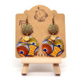 Boucles d'oreilles wax orange et bleu rondes