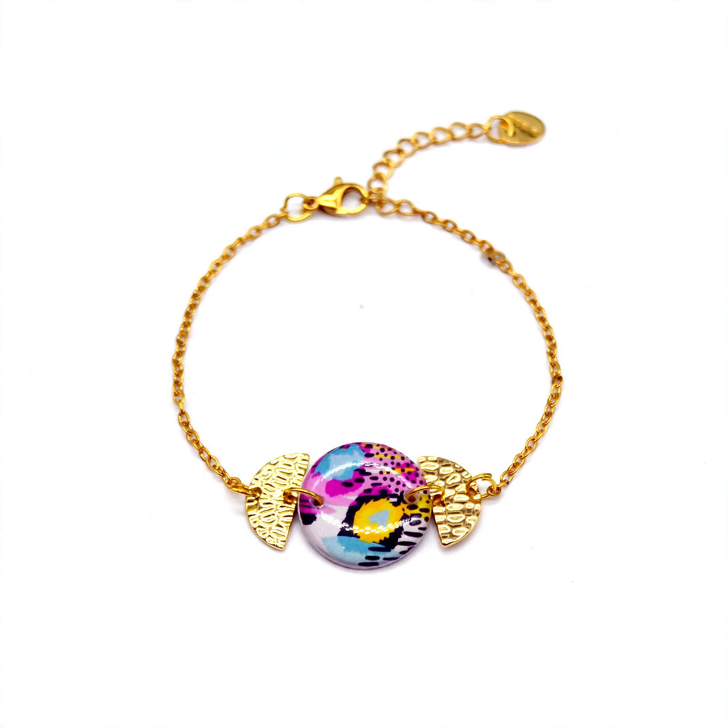 Bracelet abstrait cabochon coloré