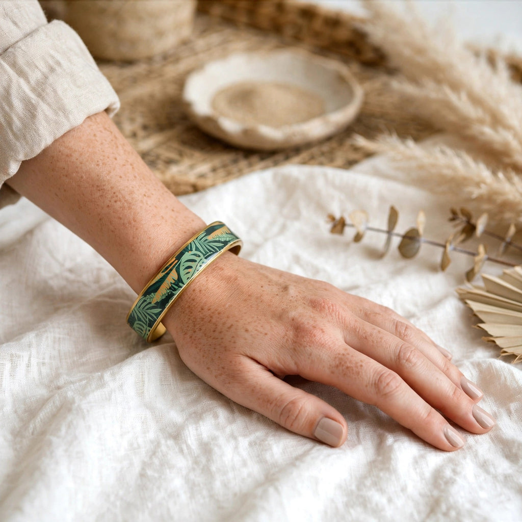 Bracelet manchette résine Jungle