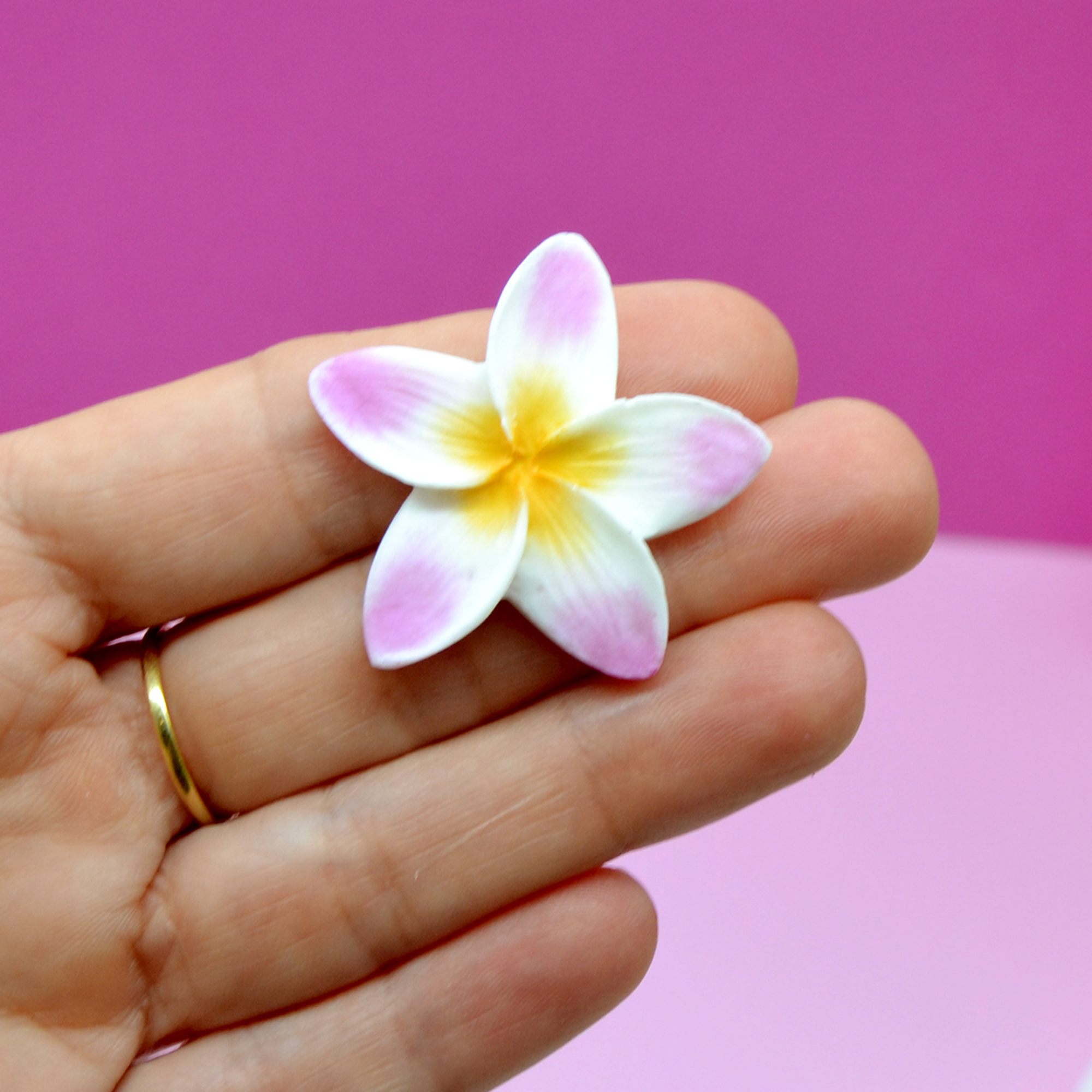 Broche frangipanier rose