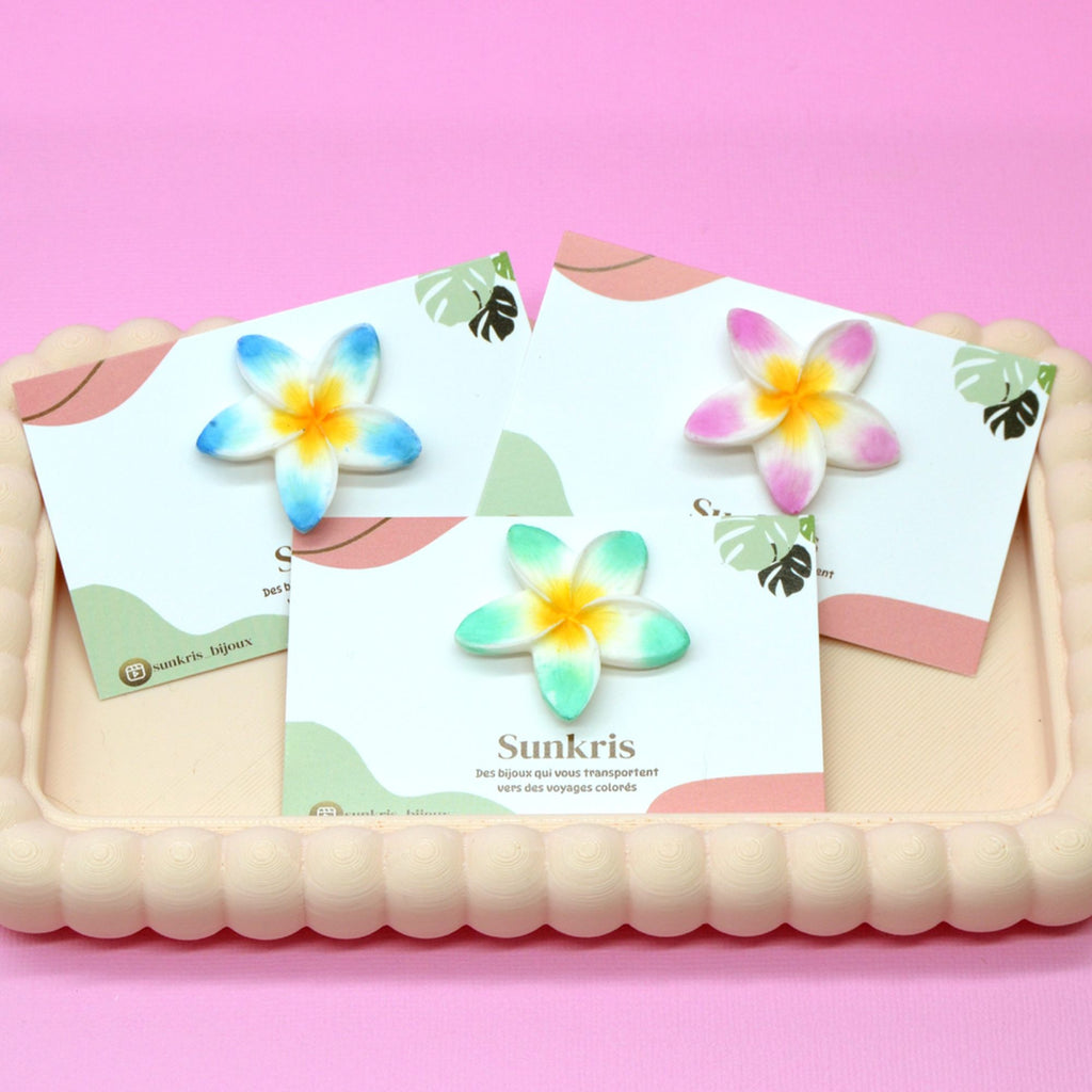 Trio de broches frangipanier