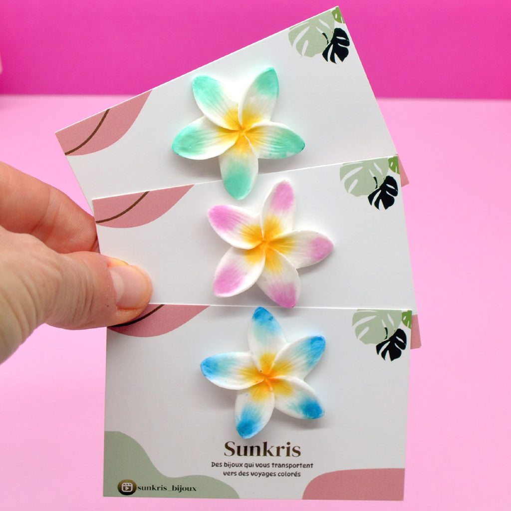 Trio de broches frangipanier