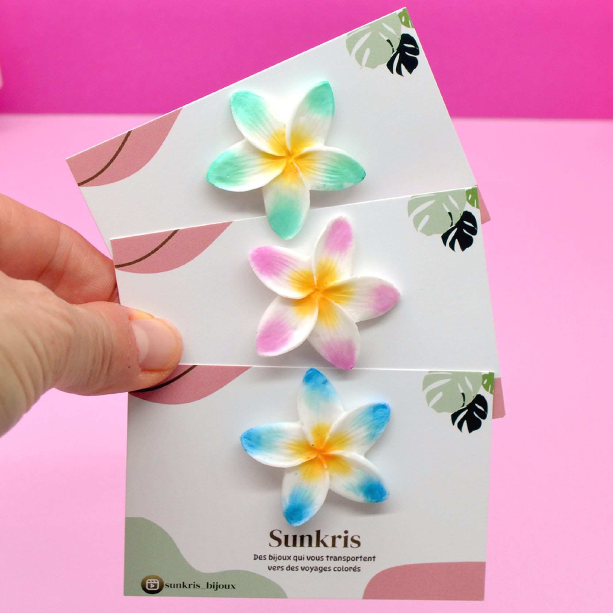 Trio de broches frangipanier
