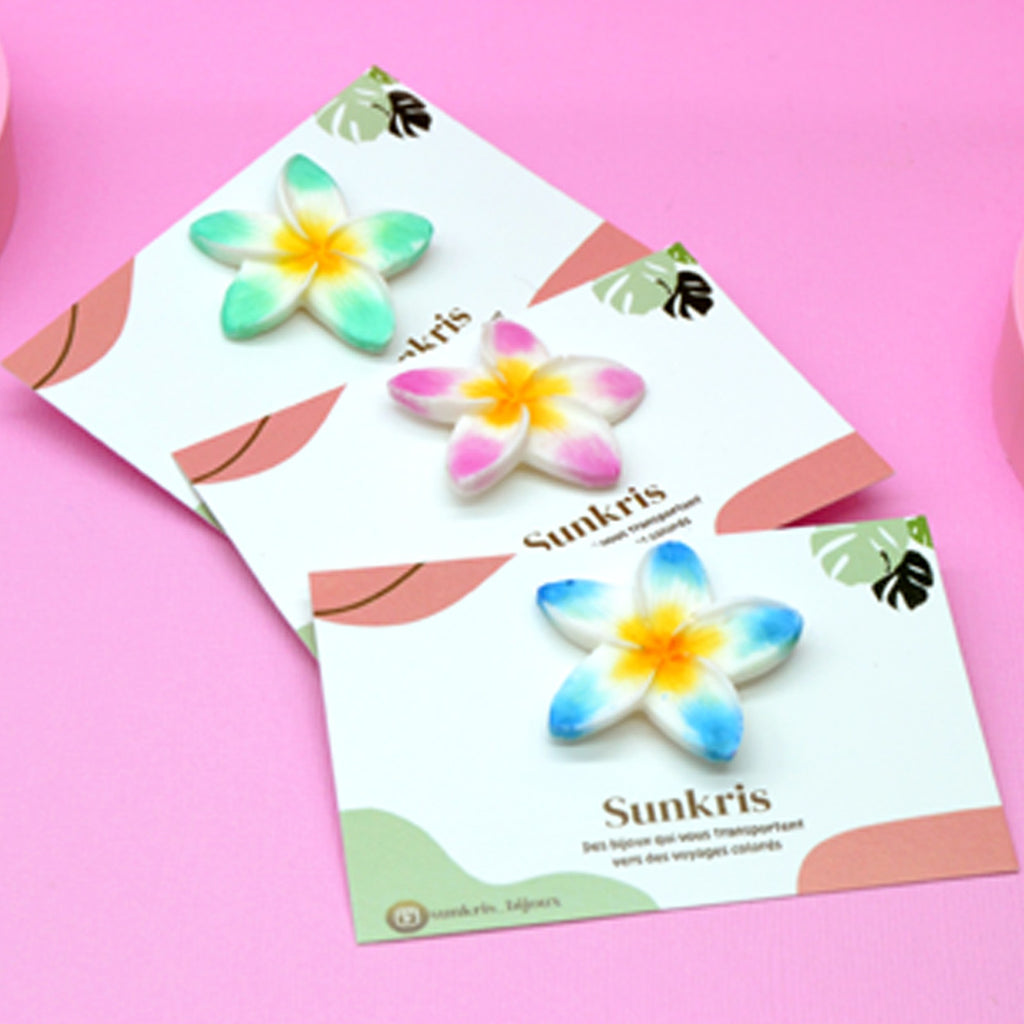 Trio de broches frangipanier