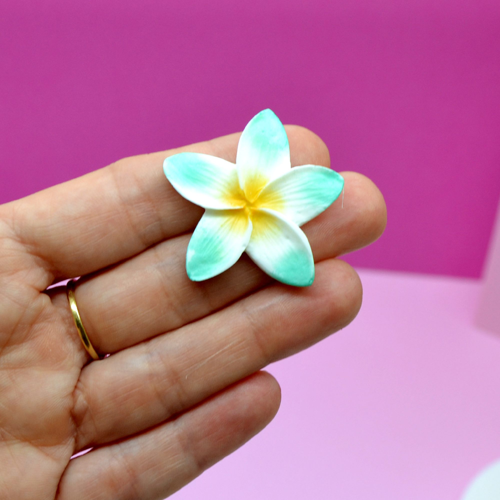 Broche frangipanier vert