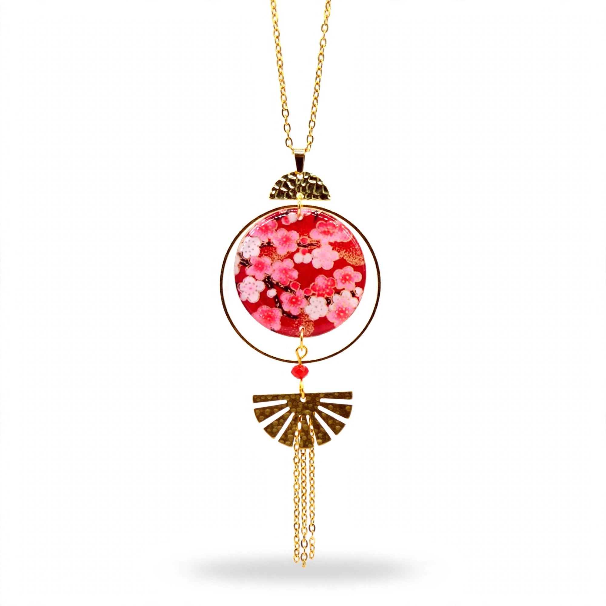 Collier sakura bois et résine