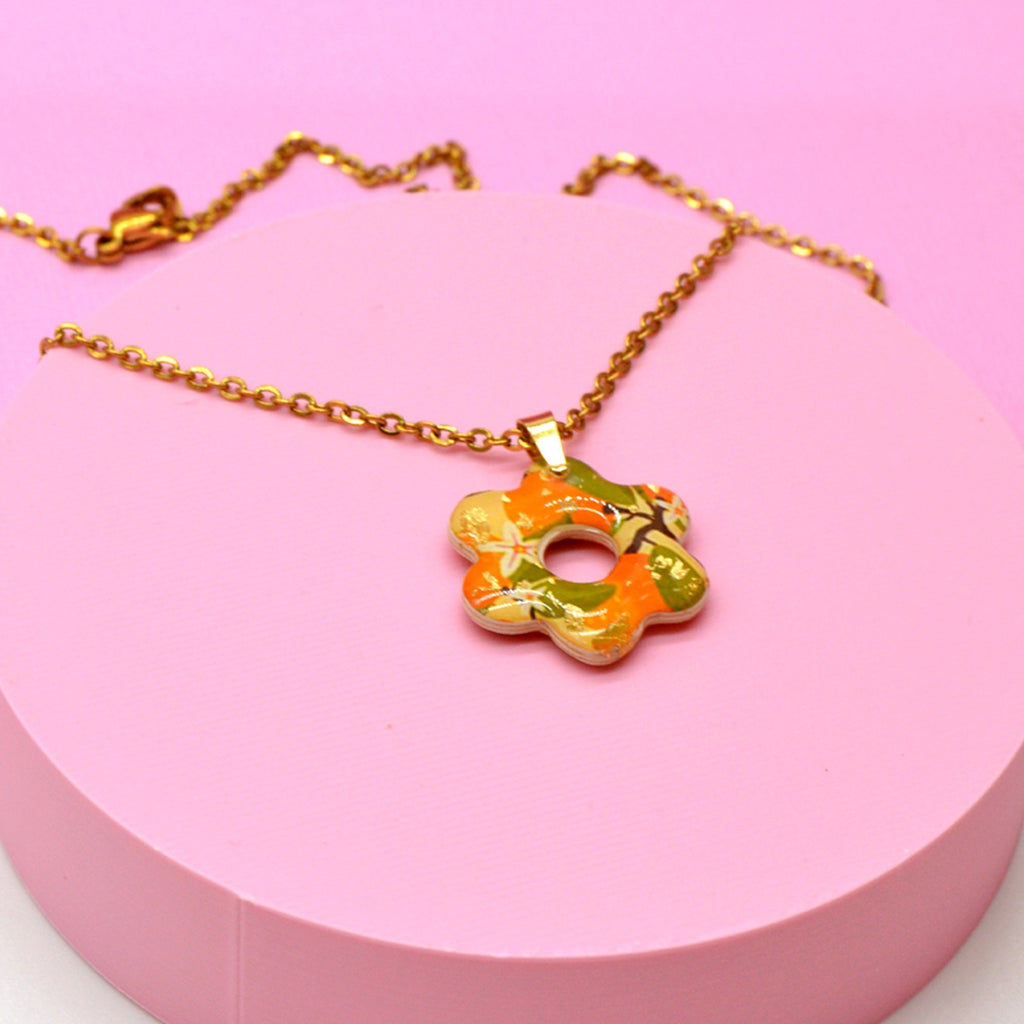 Parure fleur orange