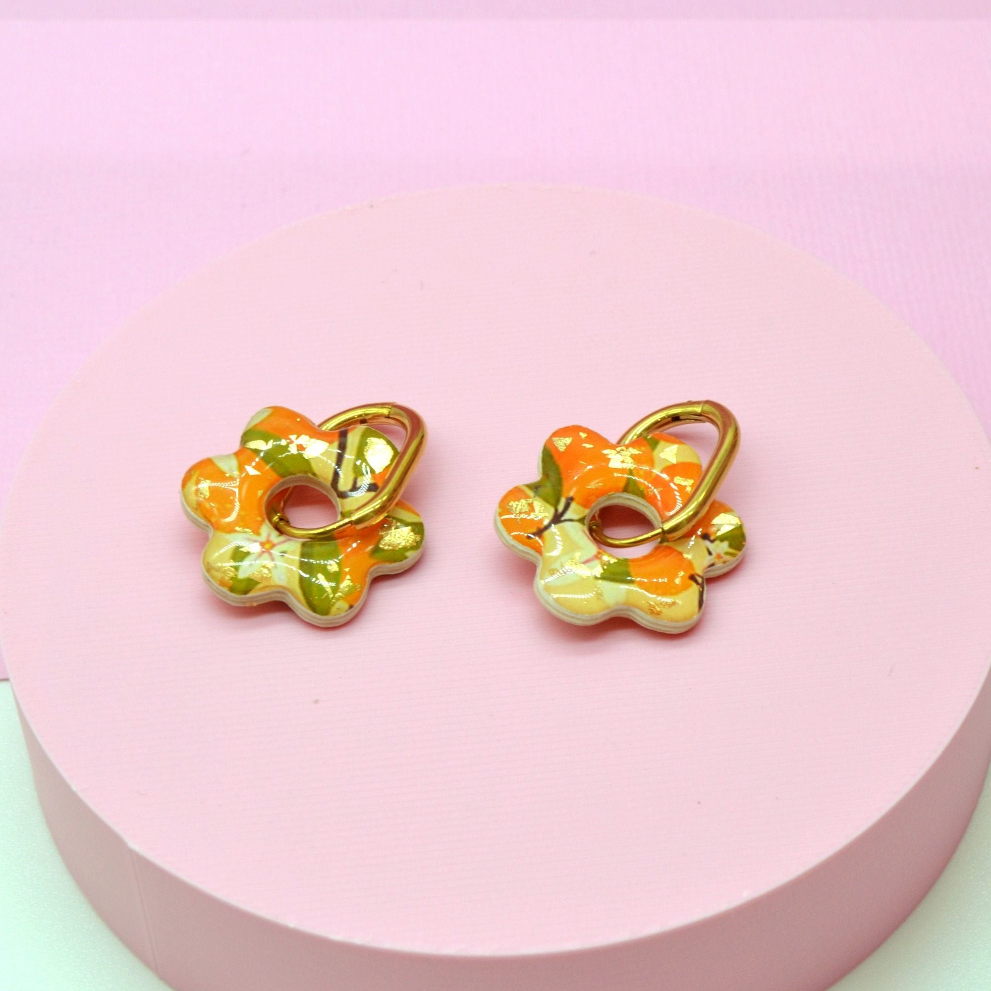 Parure fleur orange