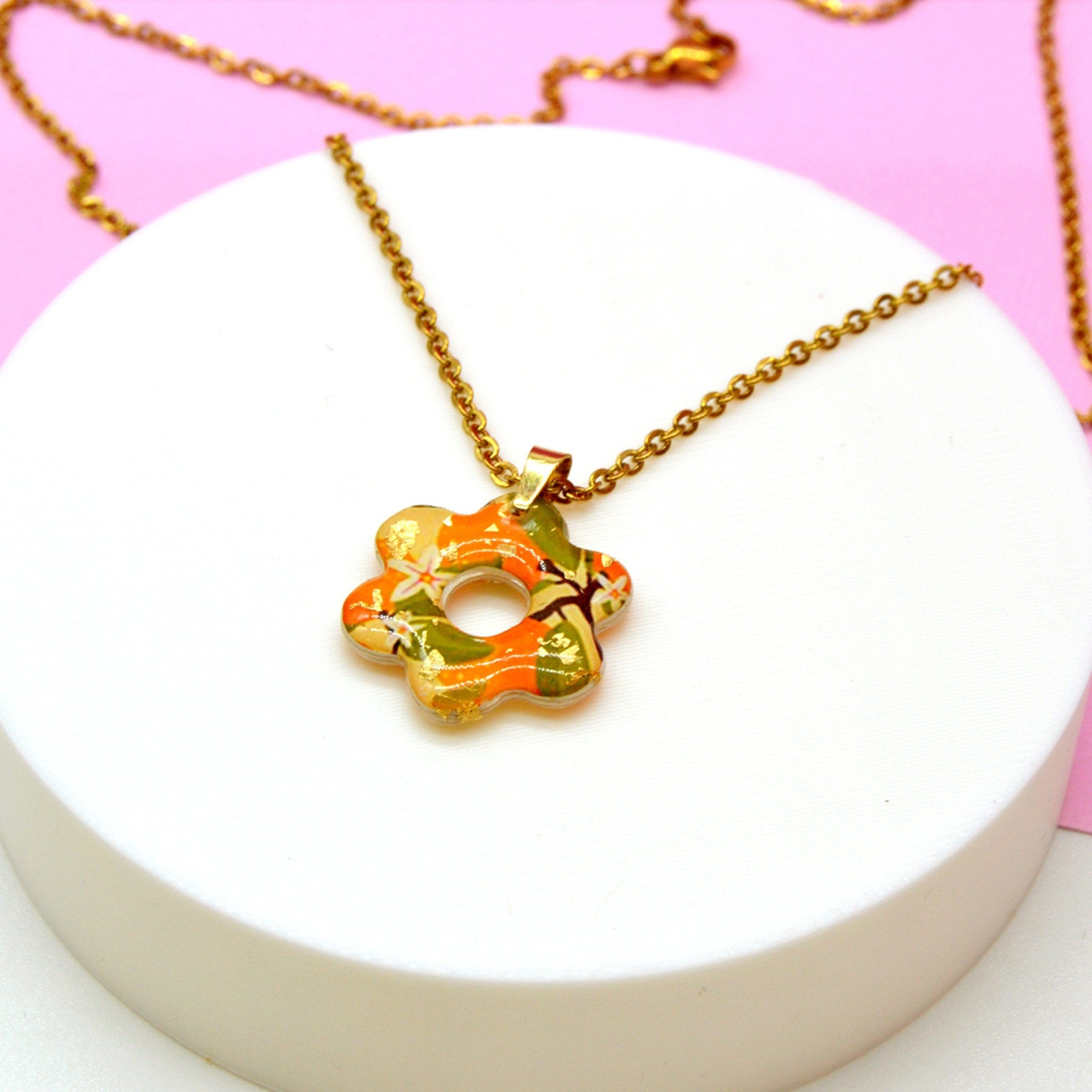 Parure fleur orange