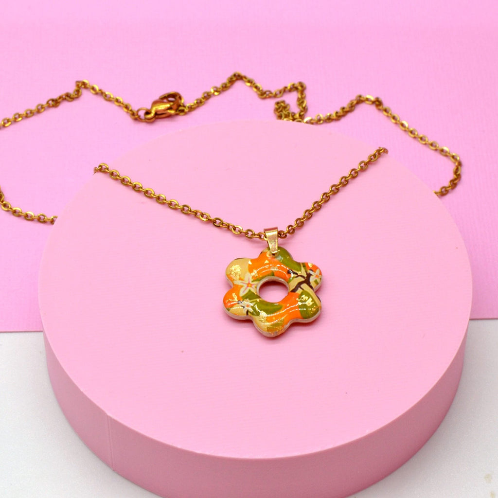 Parure fleur orange