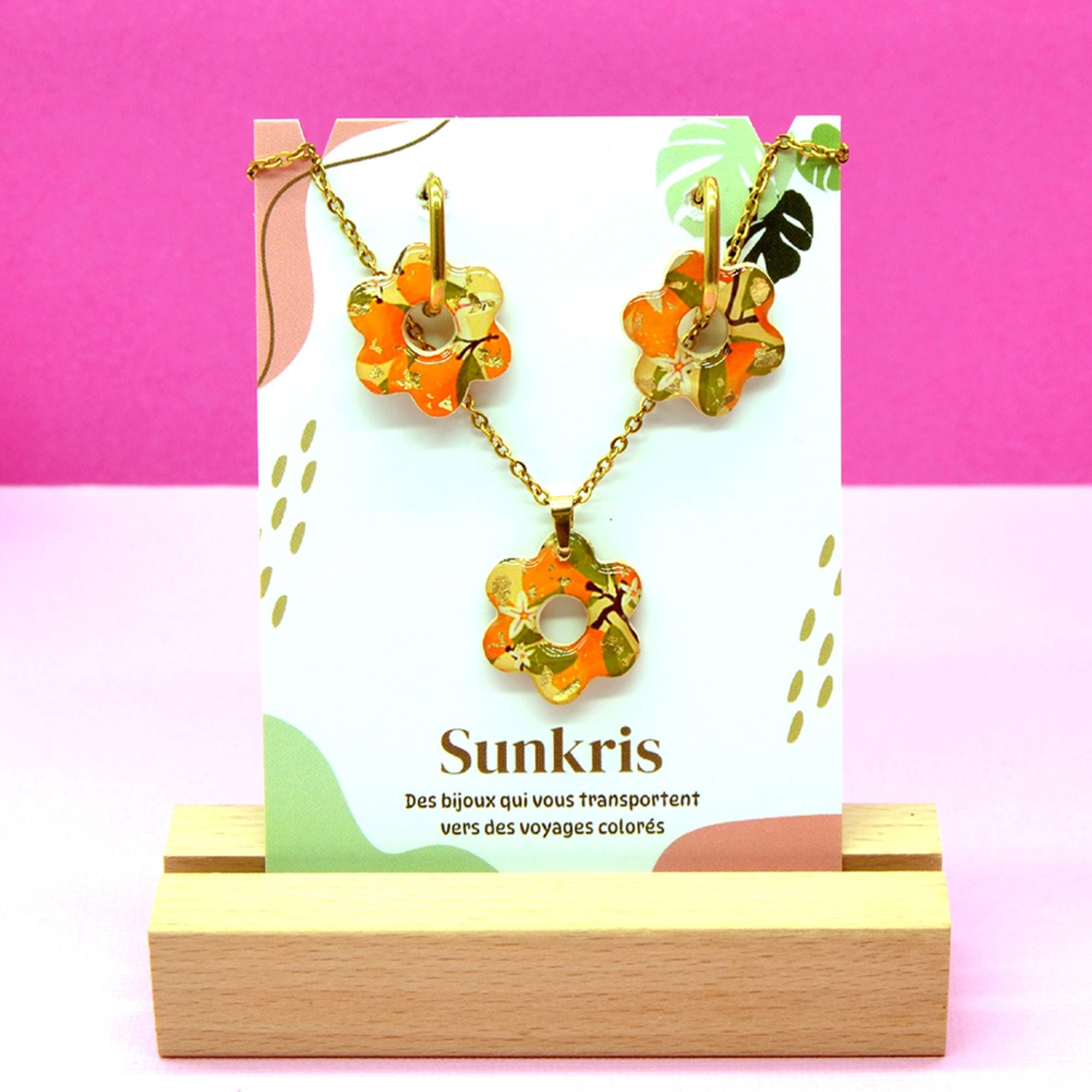 Parure fleur orange