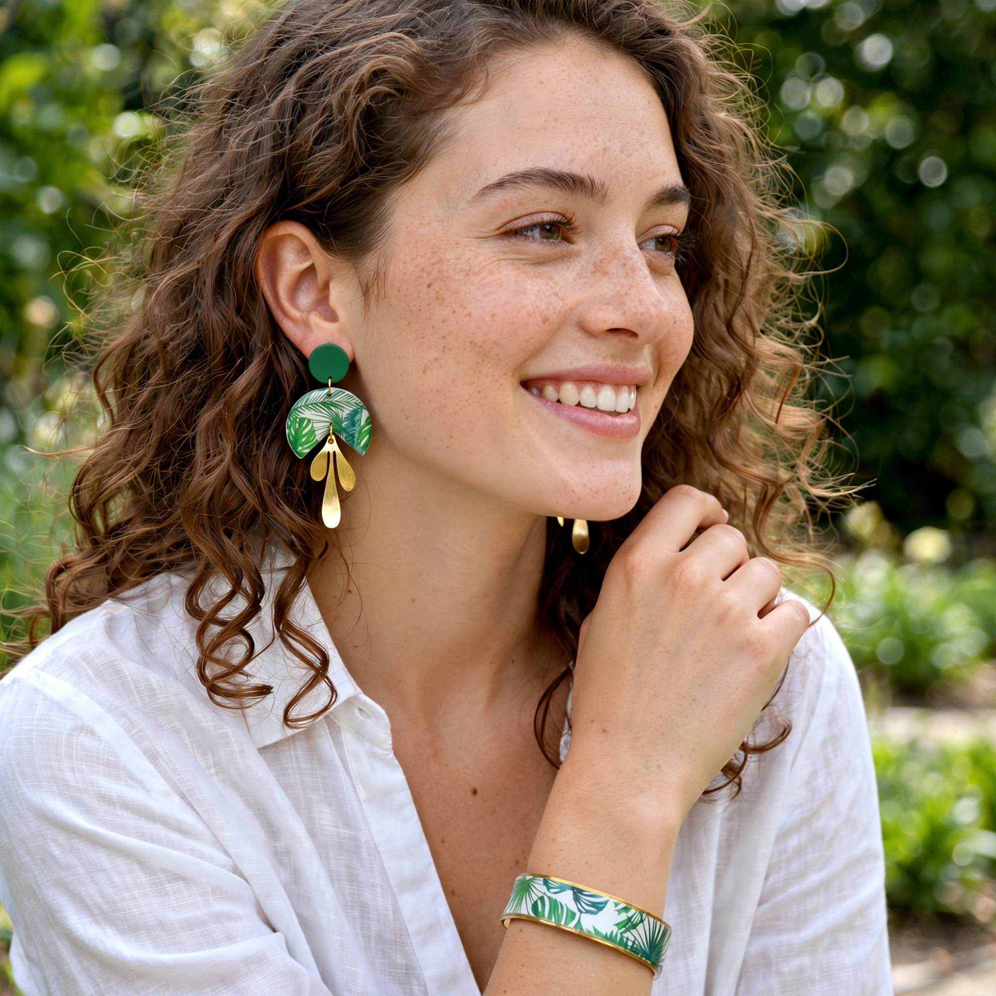 Parure Jungle manchette et boucles d'oreilles
