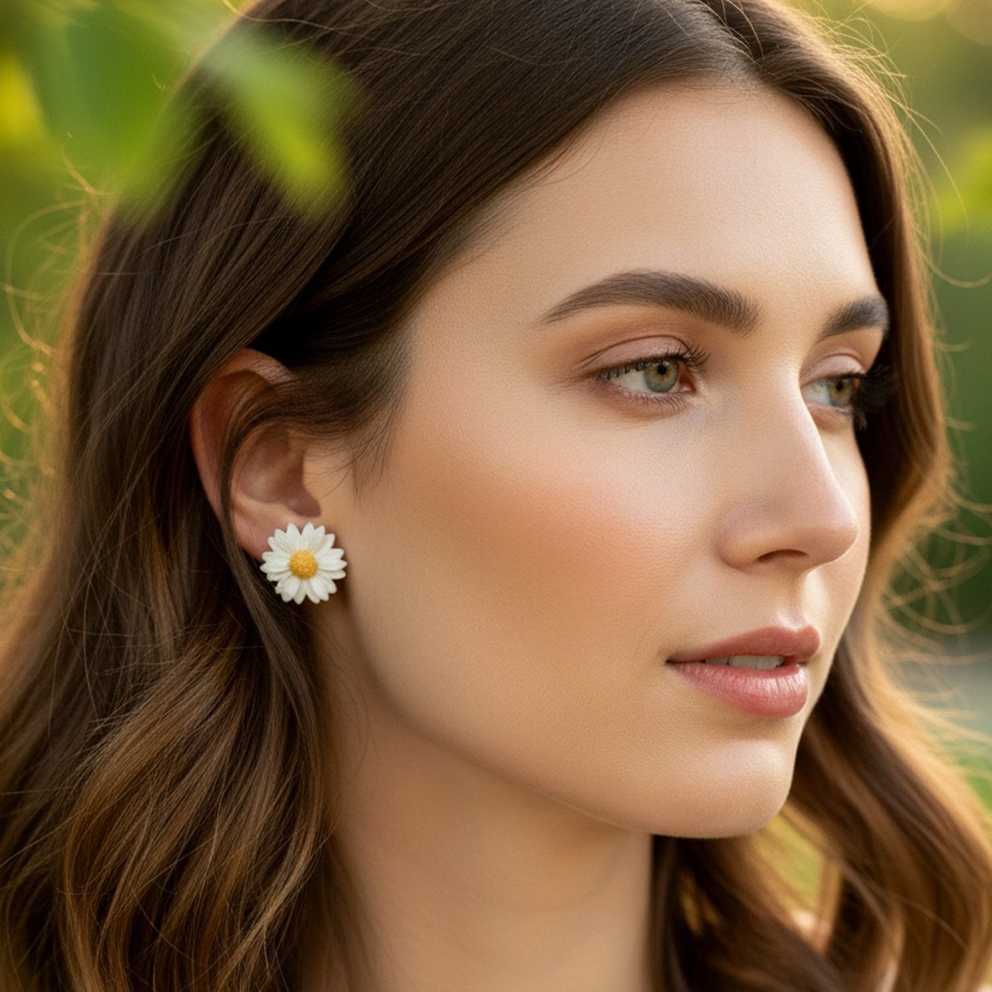 Puces d'oreilles marguerite blanche
