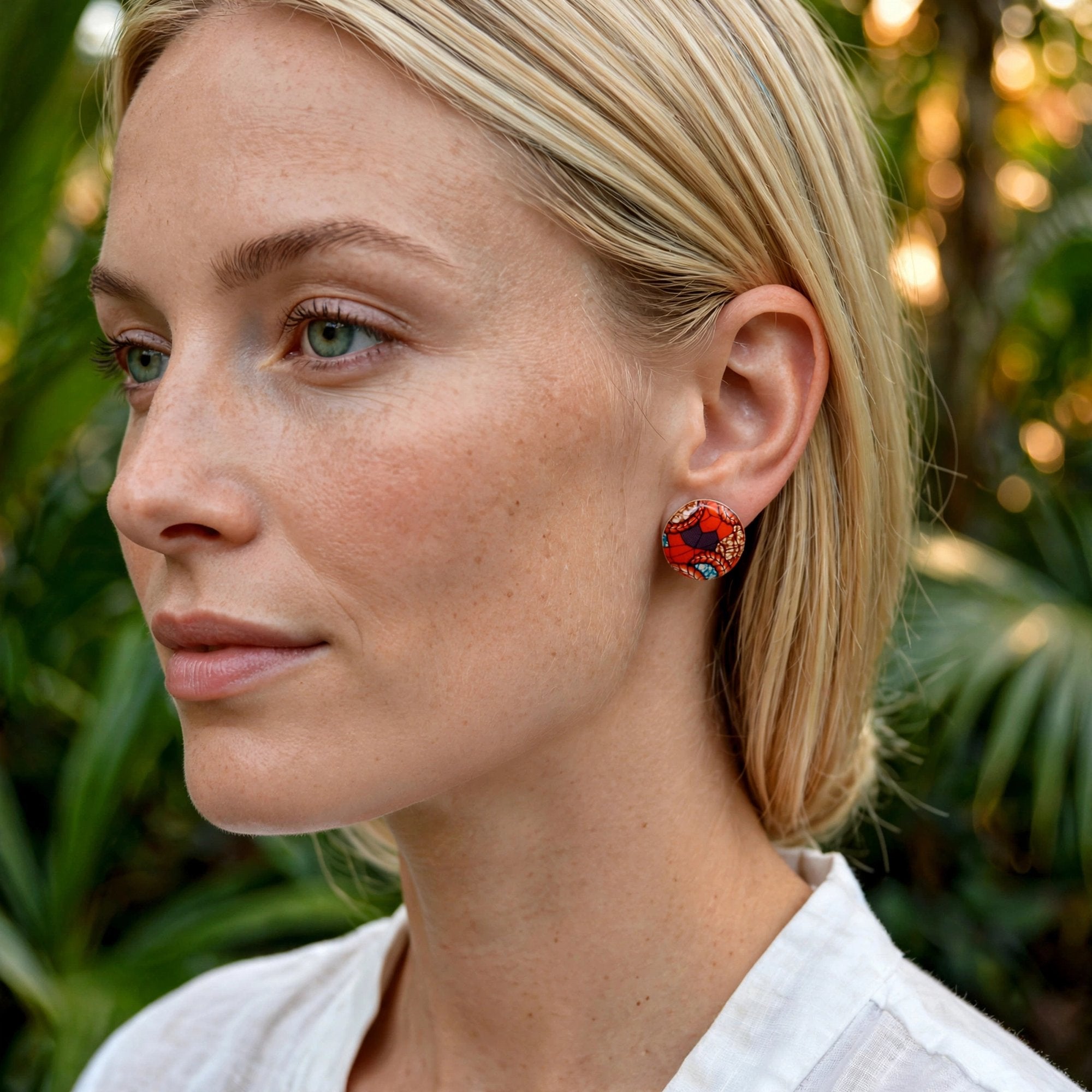 Puces d'oreilles wax orange et bois
